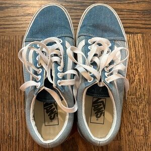 Vans two tone denim lace up old skool sneakers US women’s 8